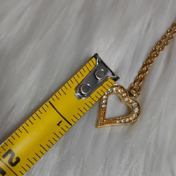 Authentic Christian Dior Gold Heart Rhinestone Necklace - Picture 12 of 12